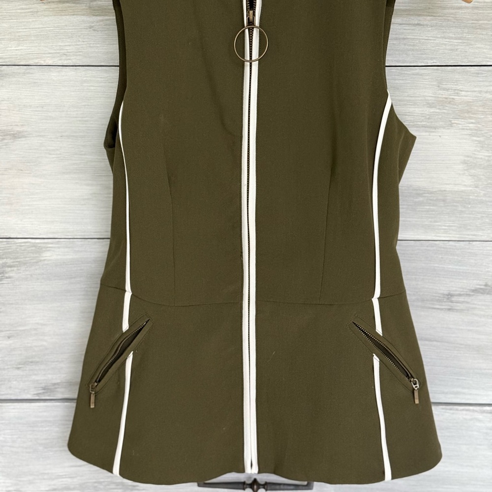 XOXO Khaki Green Vest with White Accents flower embroidered on the back - Picture 4 of 10